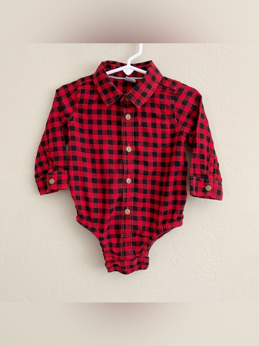 Baby Gap Plaid Button Down Onesie • 12-18 Months